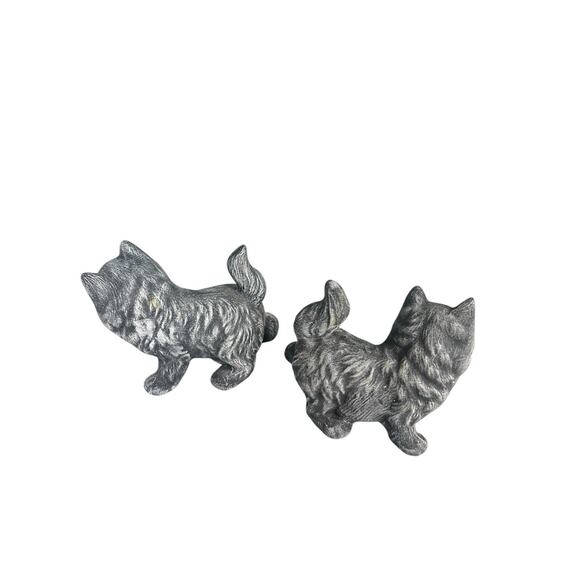 Vintage Cat Figurines Gray Kittens Ceramic Kitschy Set of 2 - Picture 2 of 7